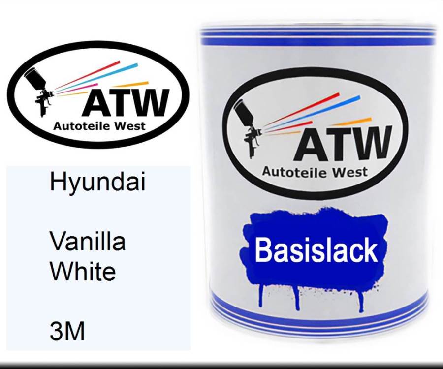 Hyundai, Vanilla White, 3M: 1L Lackdose, von ATW Autoteile West.